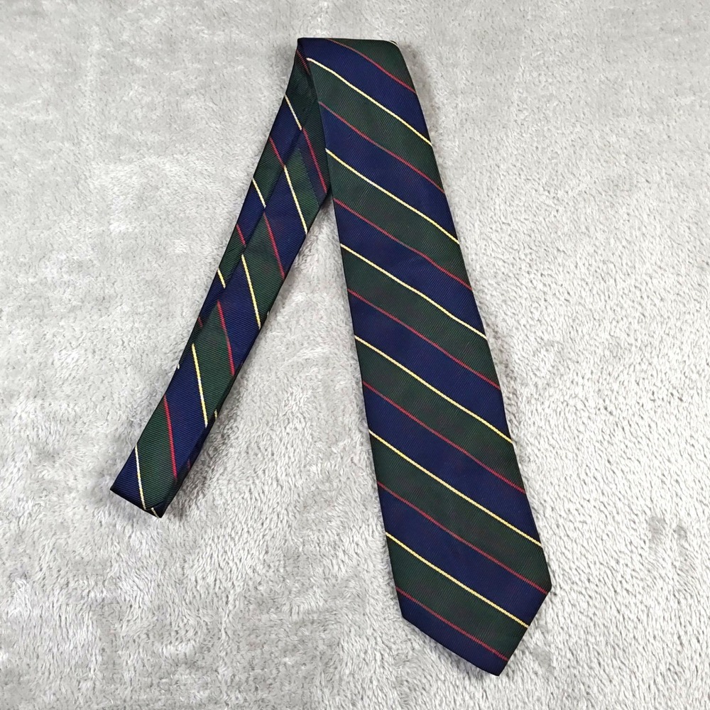 Vintage Robert Talbott Tie Mens Blue Green Striped Silk USA Old Money 60s 70s